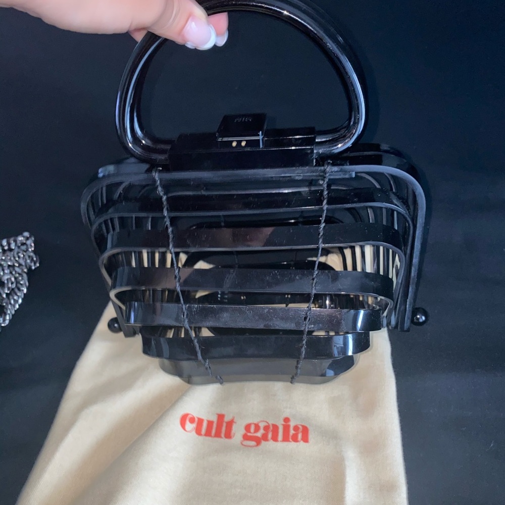 Cult Gaia black acrylic lilleth mini bag